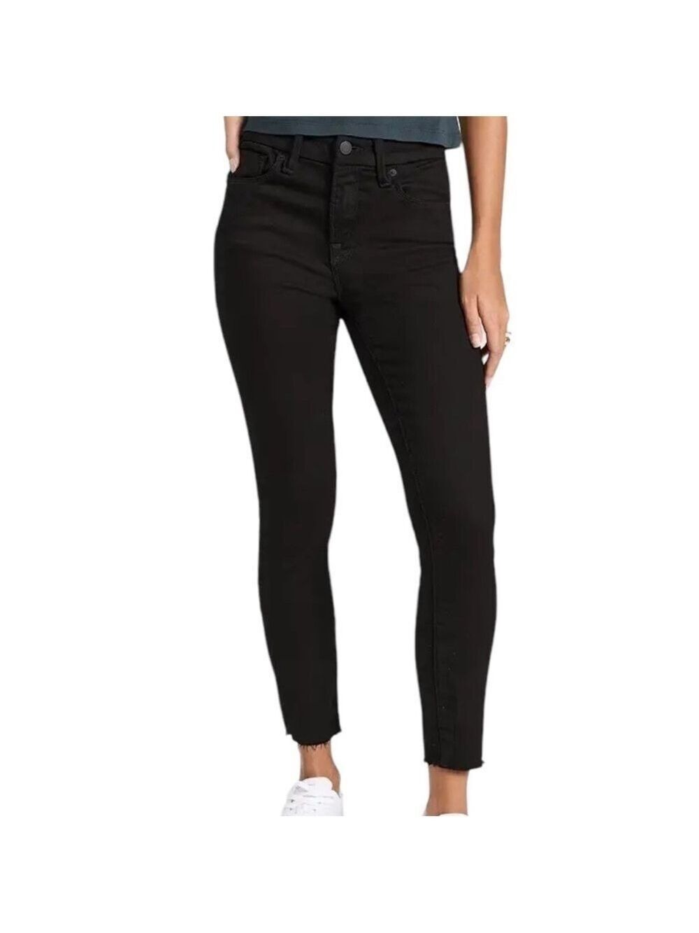 7 For All Mankind B(Air) Black High-Rise Raw Hem Jeans Size 29